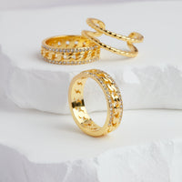 Link Chain Crystal Ring (Gold)