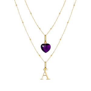 Letter & Birthstone Sphere Chain Layered Set (Gold)