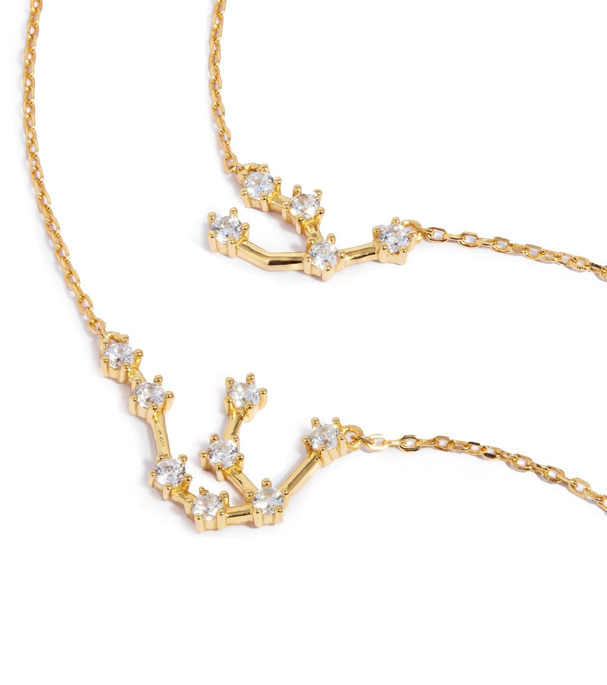 Sterling Silver Crystal Zodiac Necklace (Gold)