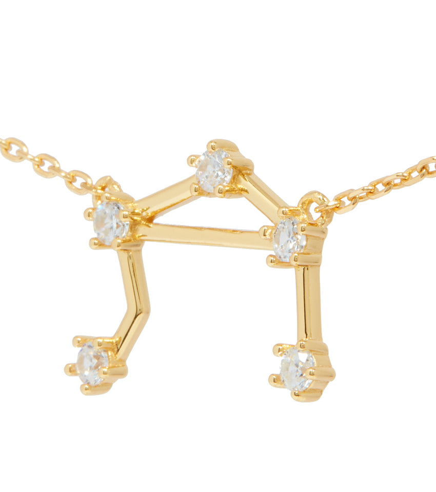 Sterling Silver Crystal Zodiac Necklace (Gold)