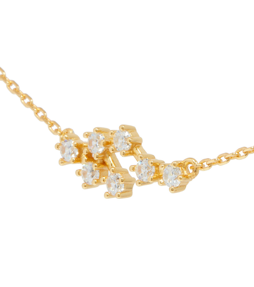 Sterling Silver Crystal Zodiac Necklace (Gold)