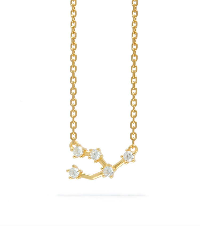 Sterling Silver Crystal Zodiac Necklace (Gold)