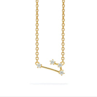 Sterling Silver Crystal Zodiac Necklace (Gold)
