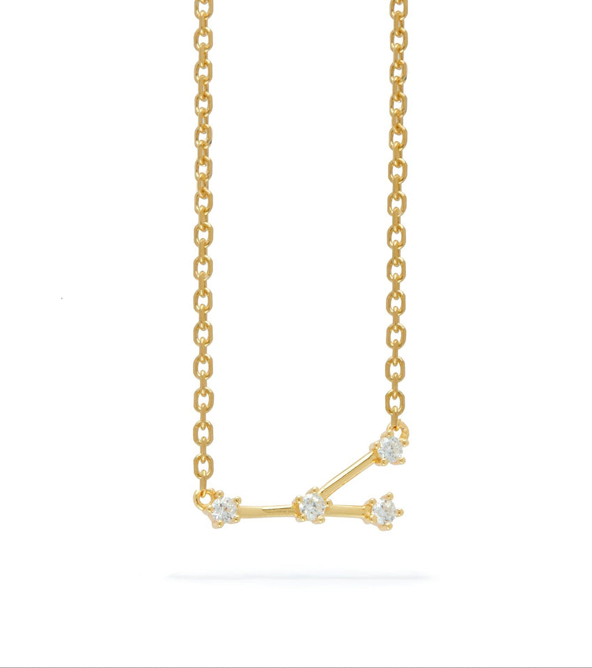 Sterling Silver Crystal Zodiac Necklace (Gold)