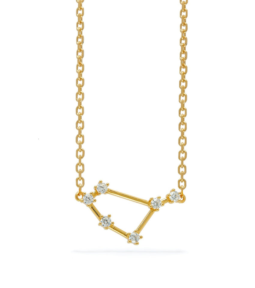 Sterling Silver Crystal Zodiac Necklace (Gold)