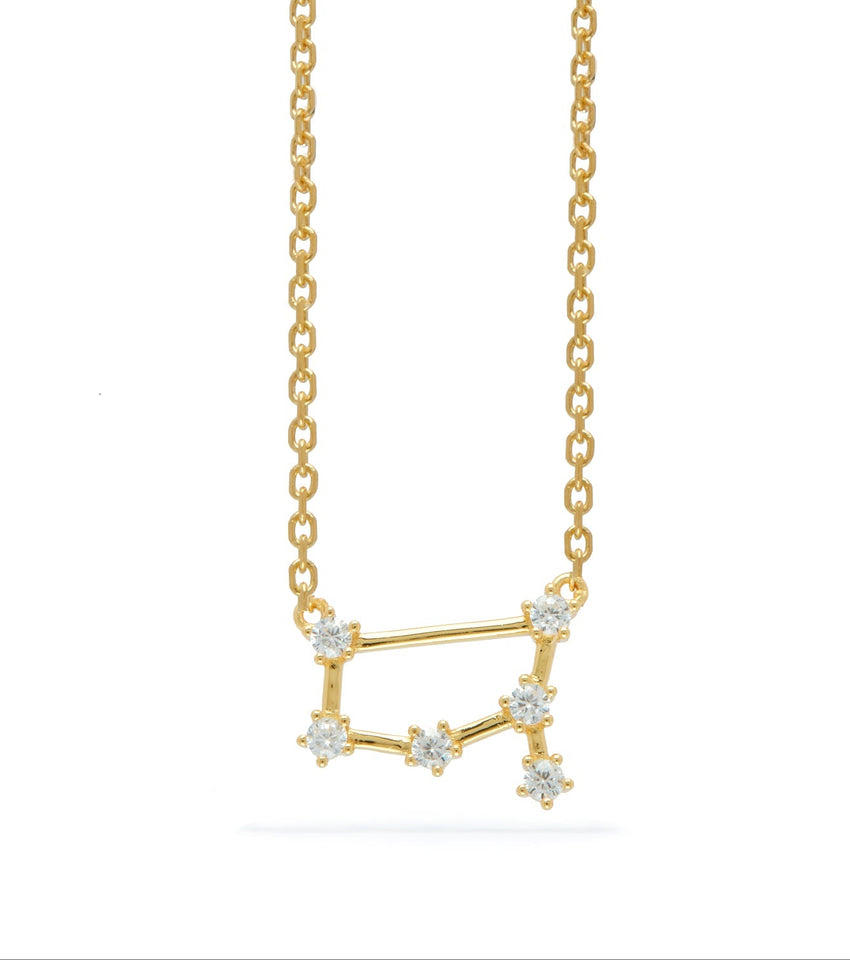 Sterling Silver Crystal Zodiac Necklace (Gold)