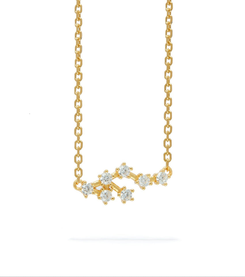 Sterling Silver Crystal Zodiac Necklace (Gold)