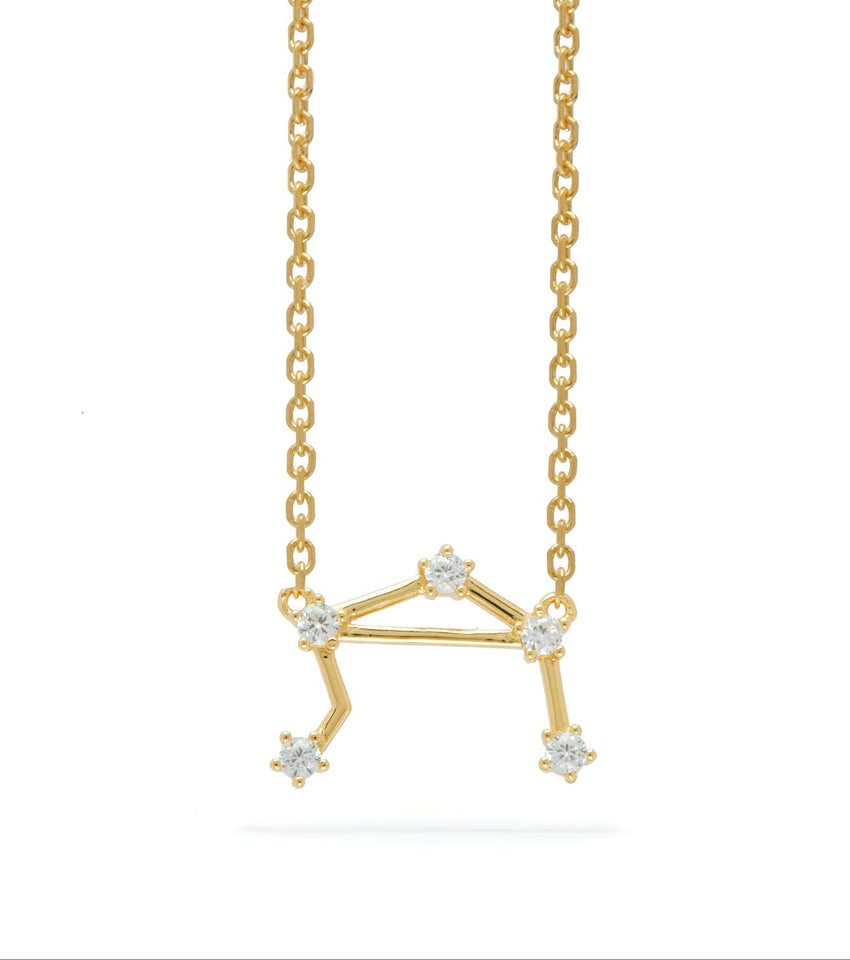 Sterling Silver Crystal Zodiac Necklace (Gold)