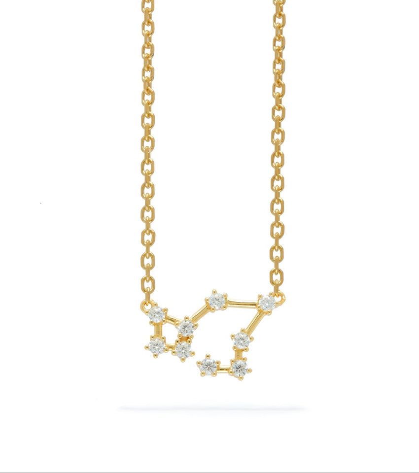 Sterling Silver Crystal Zodiac Necklace (Gold)