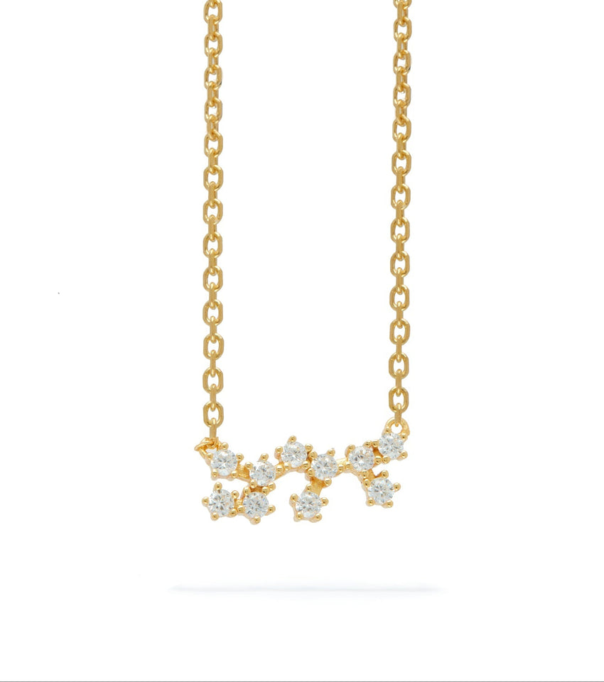 Sterling Silver Crystal Zodiac Necklace (Gold)