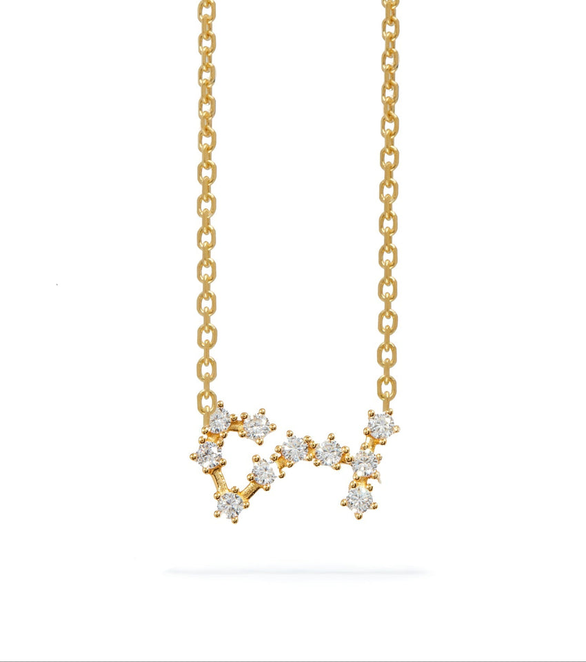 Sterling Silver Crystal Zodiac Necklace (Gold)