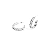 Sterling Silver Curb Chain Hoops (Silver)