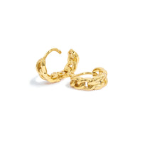 Sterling Silver Curb Chain Huggie Hoops (Gold)