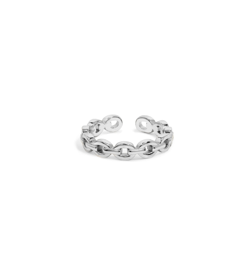 Sterling Silver Link Chain Ring (Silver)