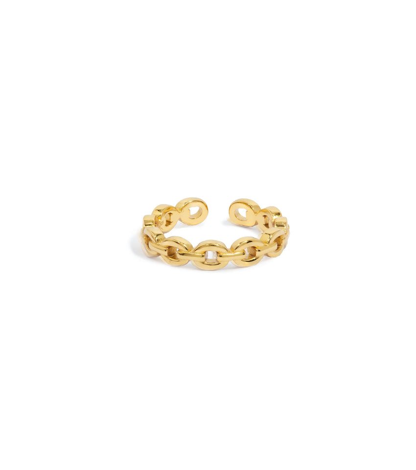 Sterling Silver Link Chain Ring (Gold)
