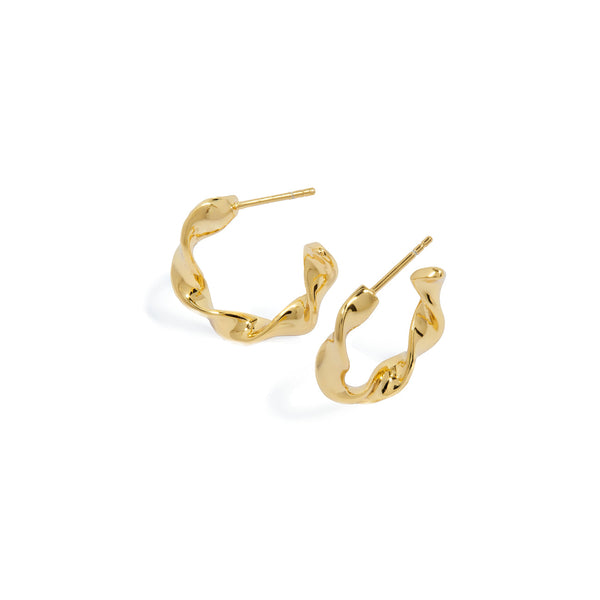 Sterling Silver Twisted Hoops (Gold)