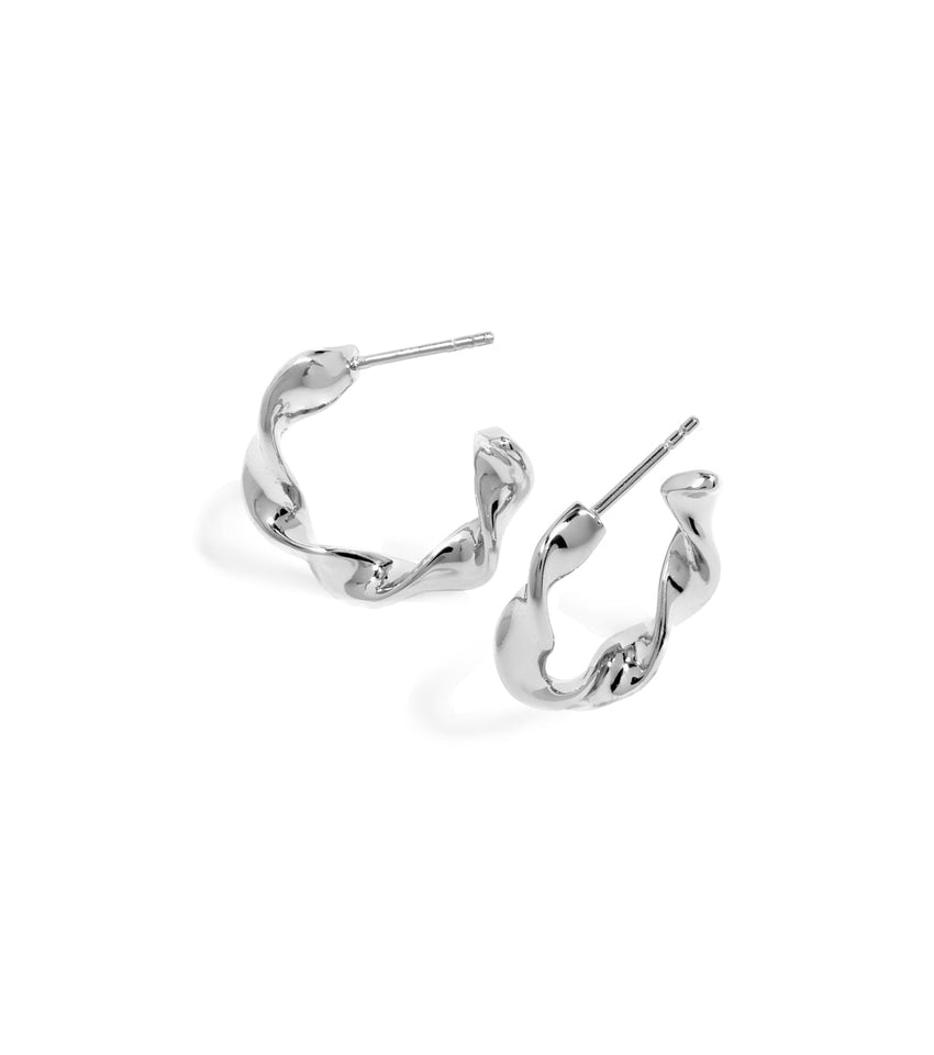 Sterling Silver Twisted Hoops (Silver)