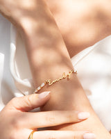 Pearl Chain Signature Name Bracelet (Gold)