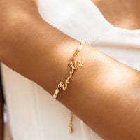 Pearl Chain Signature Name Bracelet (Gold)