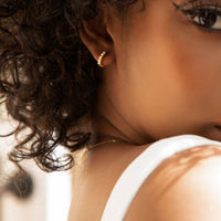 Pearl Huggie Hoop Earrings (Gold)