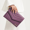 Midnight Plum Quilted Envelope Clutch