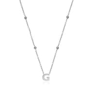 Mini Letter Sphere Chain Necklace (Silver)