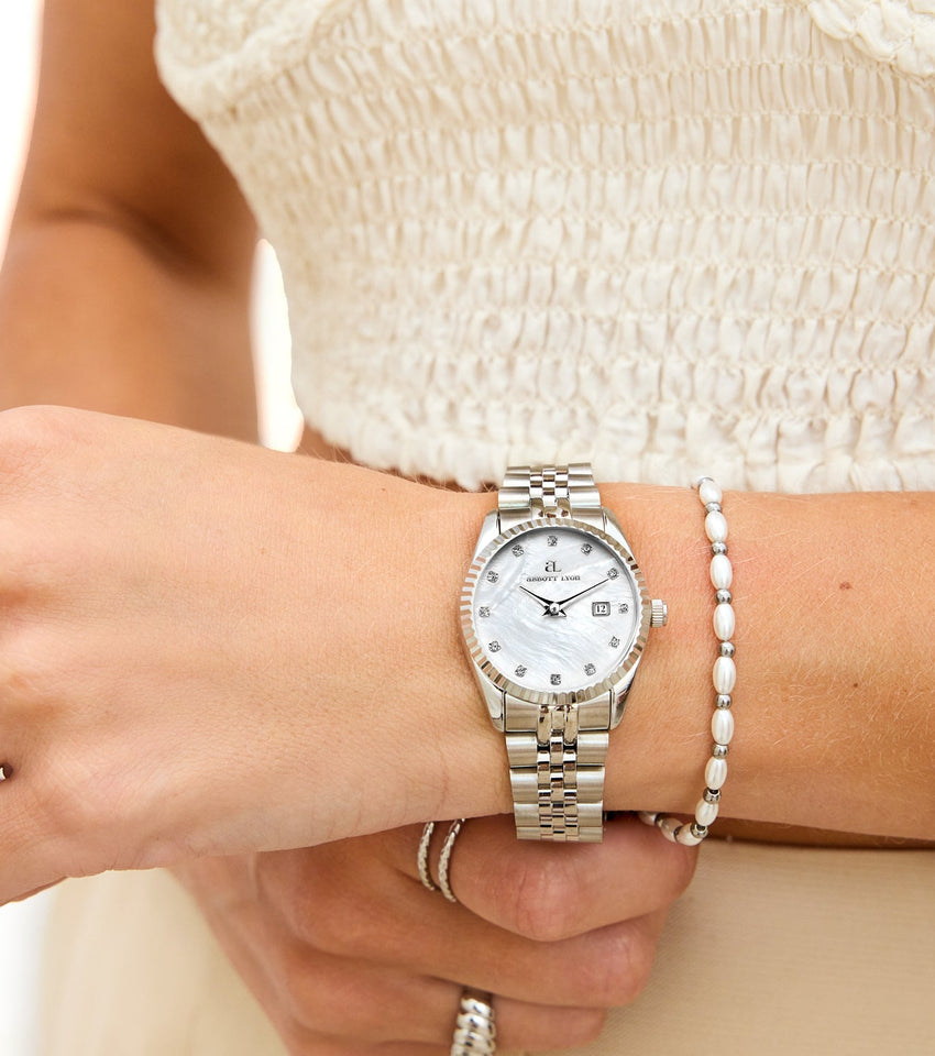 Mini Silver Pearl Link Belgravia 30 Watch