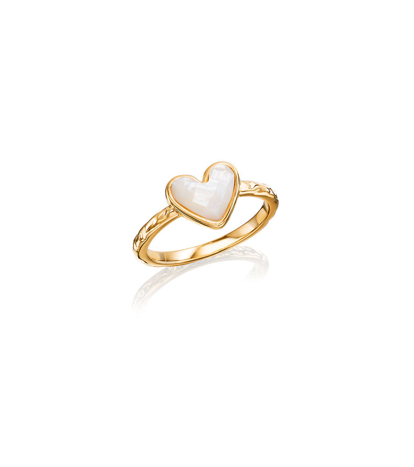 White Quartz Heart Ring (Gold)
