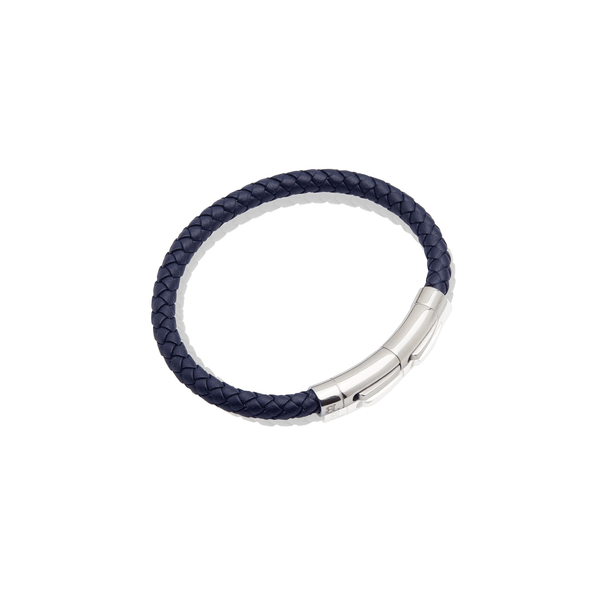 Blue Leather Bracelet with Center Plaque - This Too Shall Pass in Hebrew |  aJudaica.com