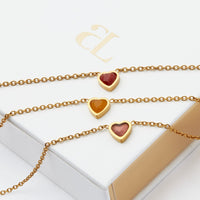 Mini Heart Birthstone & Initial Bracelet Bundle (Gold)