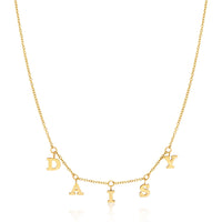 Mini Hanging Letter Name Necklace (Gold)