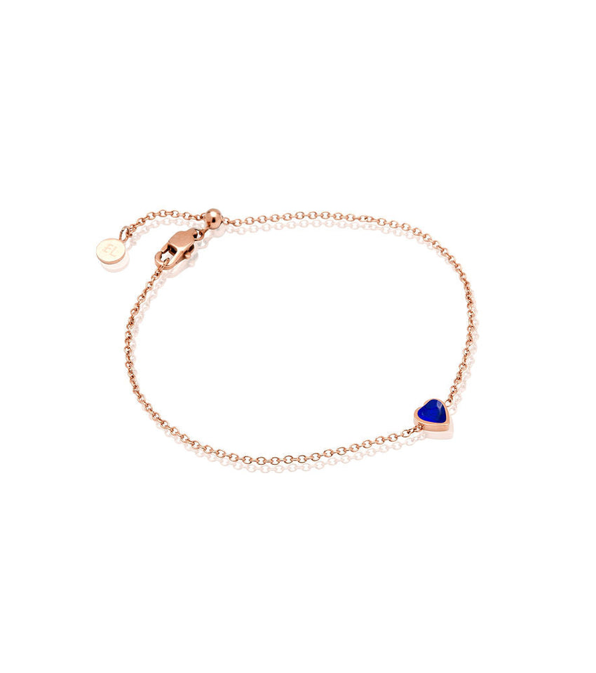 Mini Heart Birthstone Bracelet (Rose Gold)