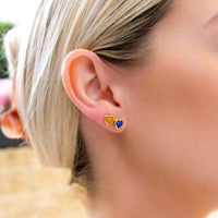 Mini Heart Birthstone Stud Earrings (Gold)