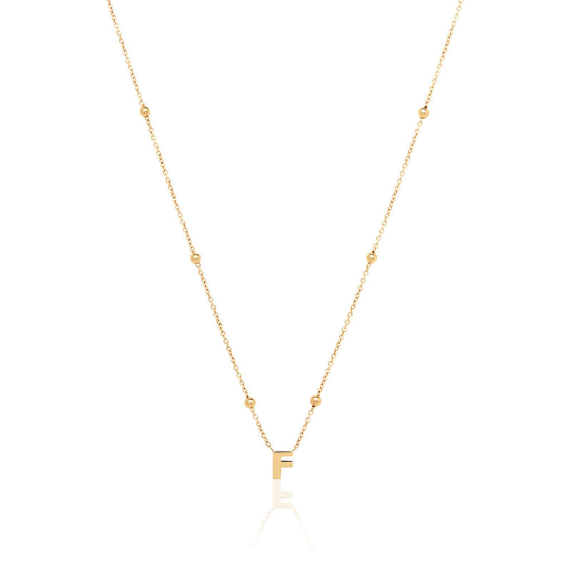 Mini Letter Sphere Chain Necklace (Gold)