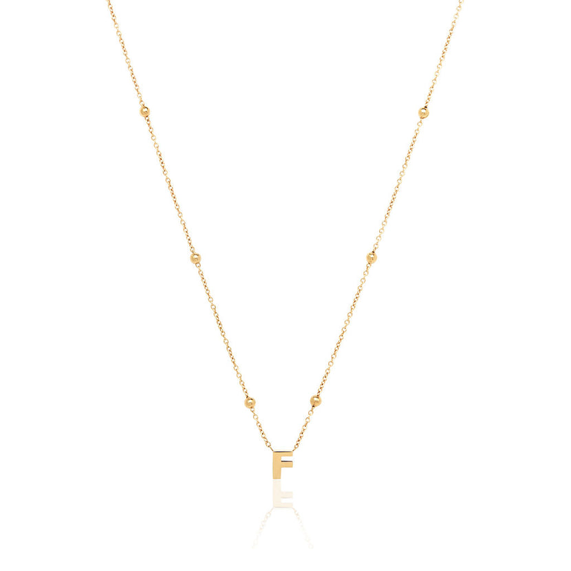 Mini Letter Sphere Chain Necklace (Gold)