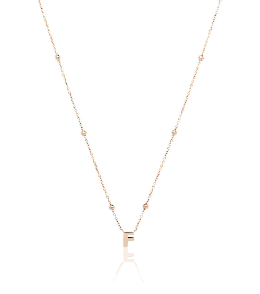 Mini Letter Sphere Chain Necklace (Rose Gold)