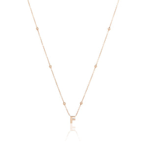 Mini Letter Sphere Chain Necklace (Rose Gold)