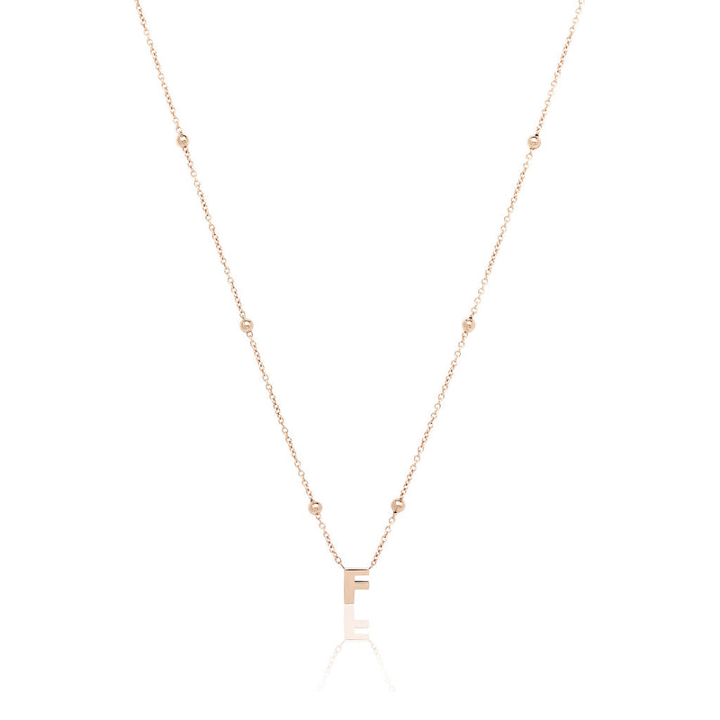 Mini Letter Sphere Chain Necklace (Rose Gold)