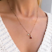 Mini Letter Sphere Chain Necklace (Rose Gold)
