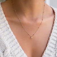 Mini Letter Sphere Chain Necklace (Rose Gold)