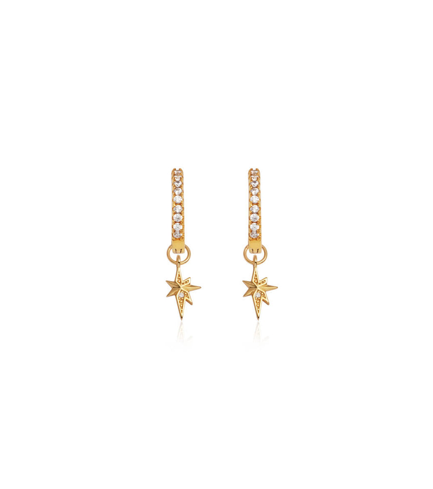 Sterling Silver Mini Starburst Crystal Earrings (Gold)