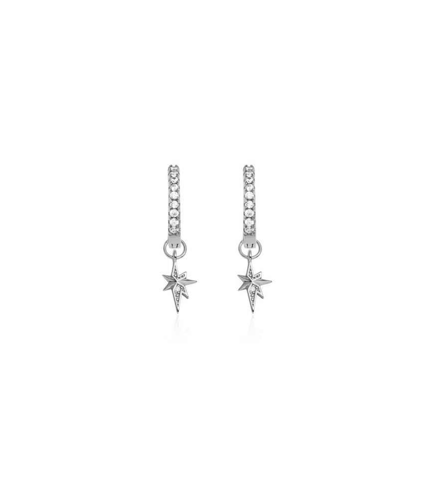 Sterling Silver Mini Starburst Crystal Earrings (Silver)