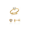 Mini Heart Birthstone Ring & Earring Bundle (Gold)