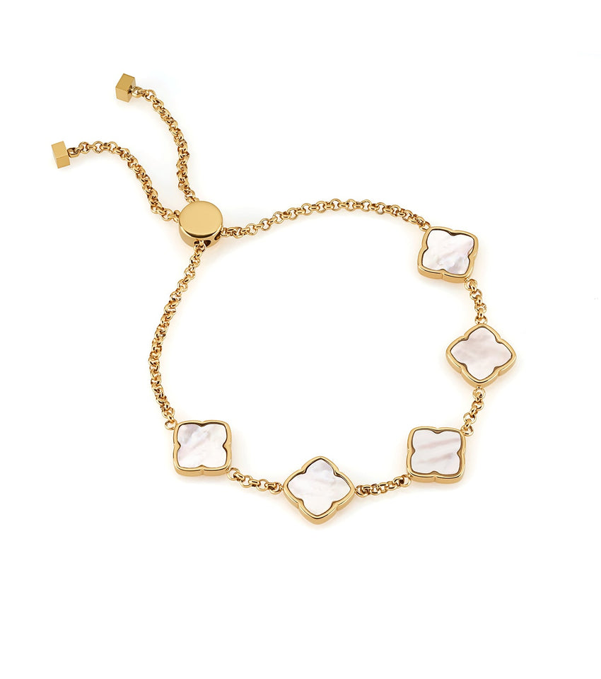 Multi Pearl Clover Bracelet (Gold)