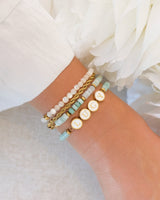 Blue Quartz Custom Beaded Bracelet (Gold)