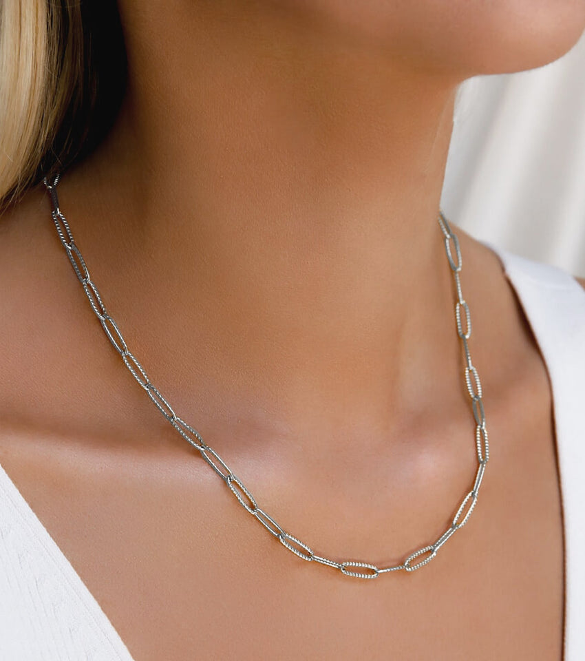 Paperclip Chunky Chain Link Necklace Silver for Women, Men Choker Chain  Necklace, Large Link Necklaces - Etsy UK