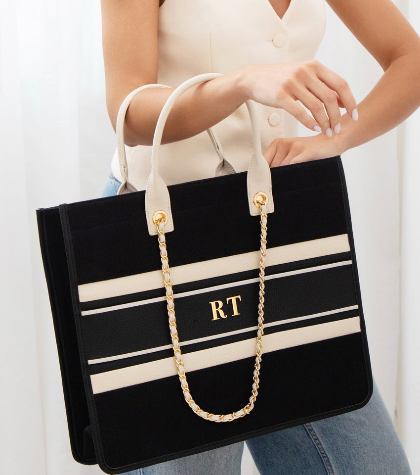 Brand New Chanel VIP Gift TOTE CANVAS Bag (Black- Gold Chain)