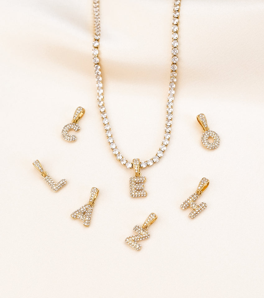 Bubble Initial Pendant (Gold)