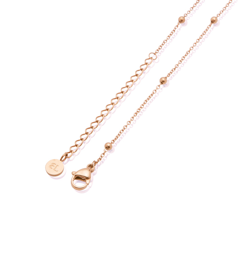 Mini Letter Sphere Chain Necklace (Rose Gold)