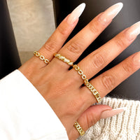 Sterling Silver Crystal Twisted Ring (Gold)